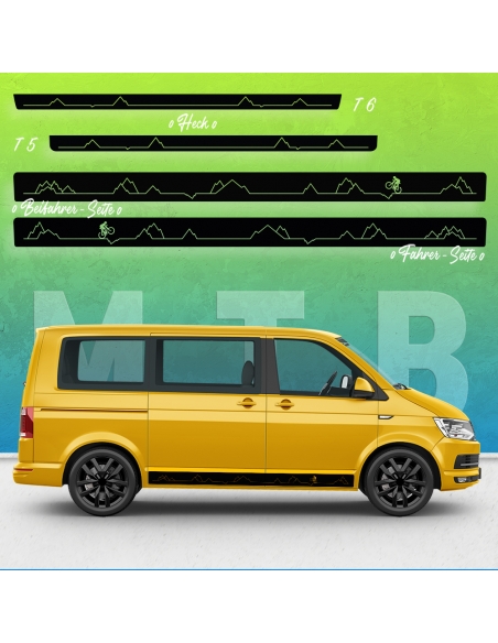 VW T5 & T6 Seiten-StreifenSet: Mountainbike Style | Wunschfarbe