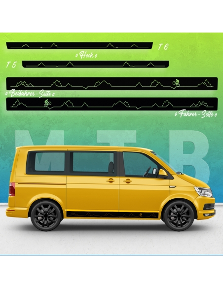 Sticker - side stripe set/décor suitable for Volkswagen / VW T5 & T6 mountain bike standard in desired color