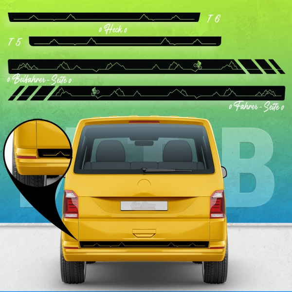 VW T5 & T6 Mountainbike Racing Aufkleber StreifenSet - individuelles