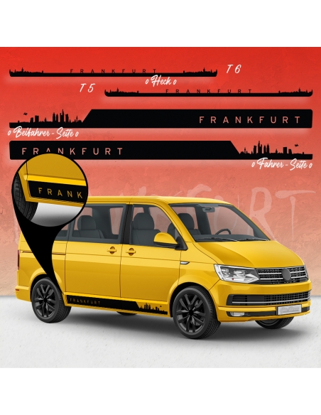 Skyline Stadt Frankfurt Seitenstreifen Set für VW T5 & T6 - Wunschfa