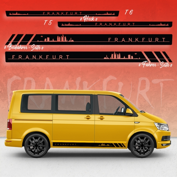 "Frankfurt Skyline Seitenstreifen Set für VW T5 & T6 - Rennsportdeko