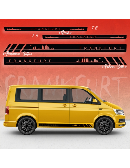 Sticker - Side StripeSet/Décor suitable for Volkswagen / VW T5 & T6 Skyline Stadt Frankfurt Racing in desired color