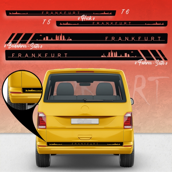 "Frankfurt Skyline Seitenstreifen Set für VW T5 & T6 - Rennsportdeko