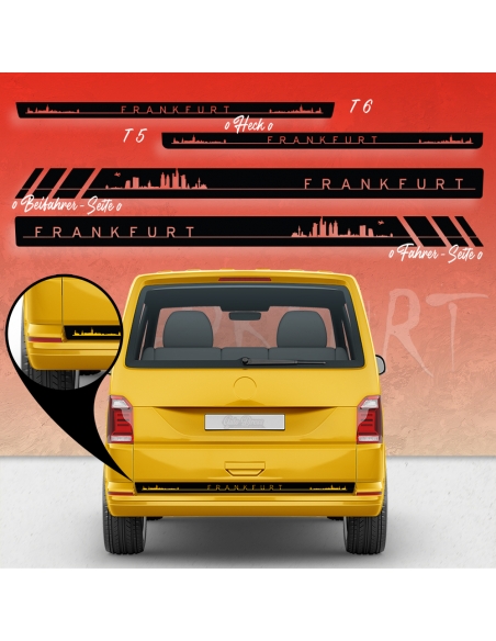 Sticker - Side StripeSet/Décor suitable for Volkswagen / VW T5 & T6 Skyline Stadt Frankfurt Racing in desired color