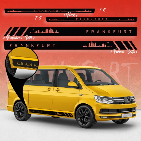 "Frankfurt Skyline Seitenstreifen Set für VW T5 & T6 - Rennsportdeko