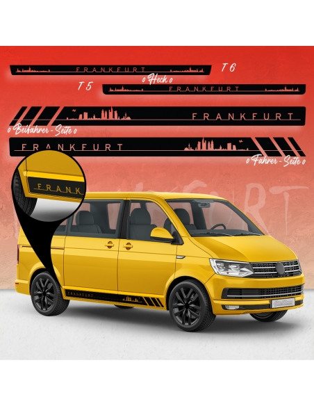 Sticker - Side StripeSet/Décor suitable for Volkswagen / VW T5 & T6 Skyline Stadt Frankfurt Racing in desired color