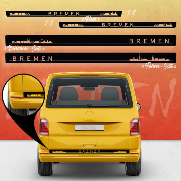 VW T5 & T6 Skyline Stadt Bremen Seiten-StreifenSet in Wunschfarbe