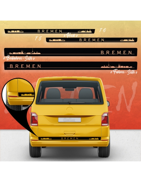 Sticker - Side StripeSet/Décor suitable for Volkswagen / VW T5 & T6 Skyline Stadt Bremen Standard in desired color