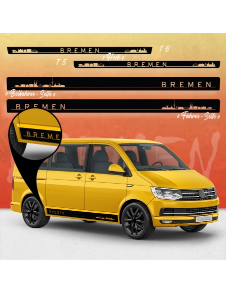 VW T5 & T6 Skyline Stadt Bremen Seiten-StreifenSet in Wunschfarbe