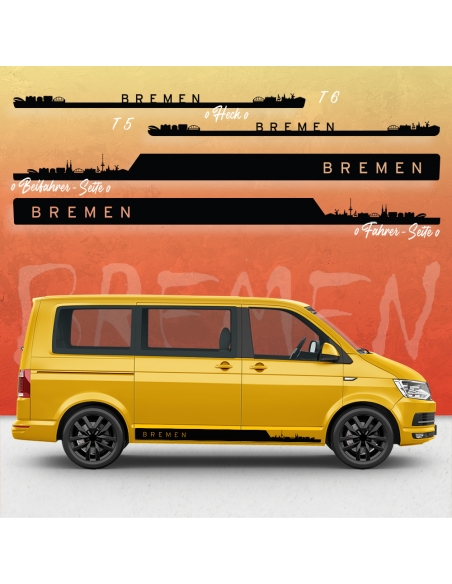 VW T5 & T6 Skyline Seiten-StreifenSet - Stadt Bremen | Wunschfarbe