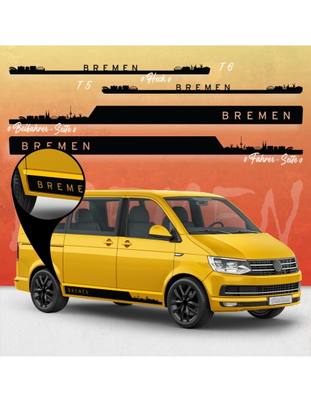 Sticker - Side StripeSet/Décor suitable for Volkswagen / VW T5 & T6 Skyline Stadt Bremen Standard in desired color
