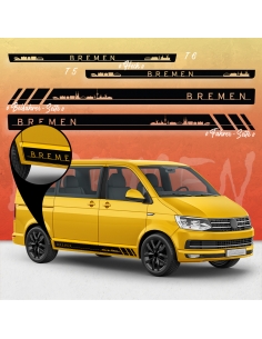 Sticker - Side StripeSet/Décor suitable for Volkswagen / VW T5 & T6 Skyline Stadt Bremen Racing in desired color