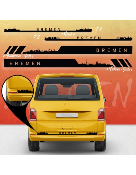 VW T5 & T6 Skyline Stadt Bremen Racing Aufkleber - Seiten-StreifenSet