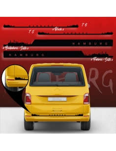 Stickers - Side StripesSet/Décor suitable for Volkswagen / VW T5 & T6 Skyline Stadt Hamburg Standard in desired color