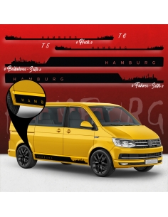 Stickers - Side StripesSet/Décor suitable for Volkswagen / VW T5 & T6 Skyline Stadt Hamburg Standard in desired color