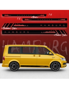 Sticker - Side StripeSet/Décor suitable for Volkswagen / VW T5 & T6 Skyline Stadt Hamburg Racing in desired color