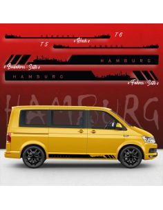 "Hamburg Skyline Seitenstreifen Set für VW T5 & T6 - Rennsportdekor