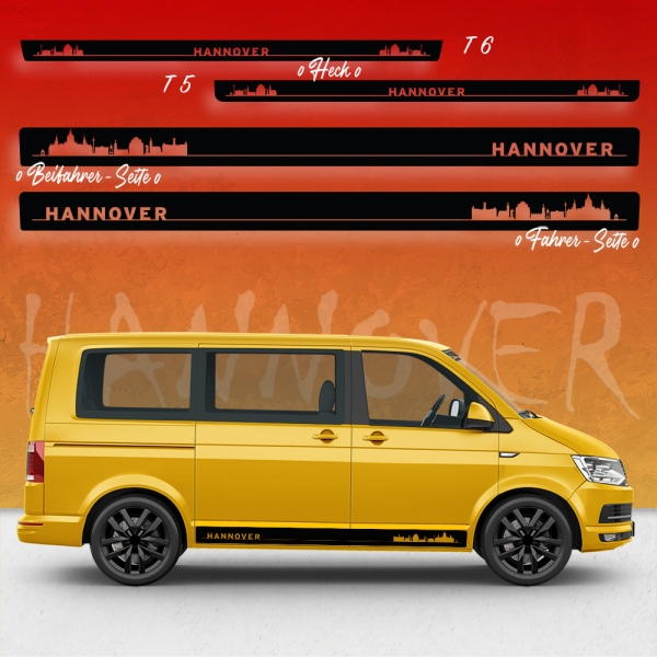 Hannover Skyline Seitenstreifen Set für VW T5 & T6 - Individuelles D