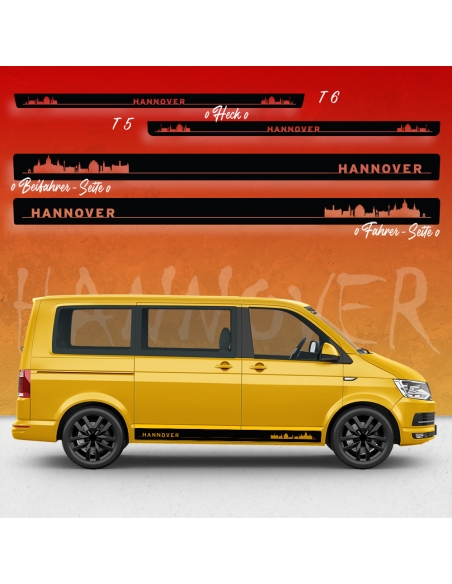 Sticker - Side StripeSet/Décor suitable for Volkswagen / VW T5 & T6 Skyline Stadt Hannover Standard in desired color