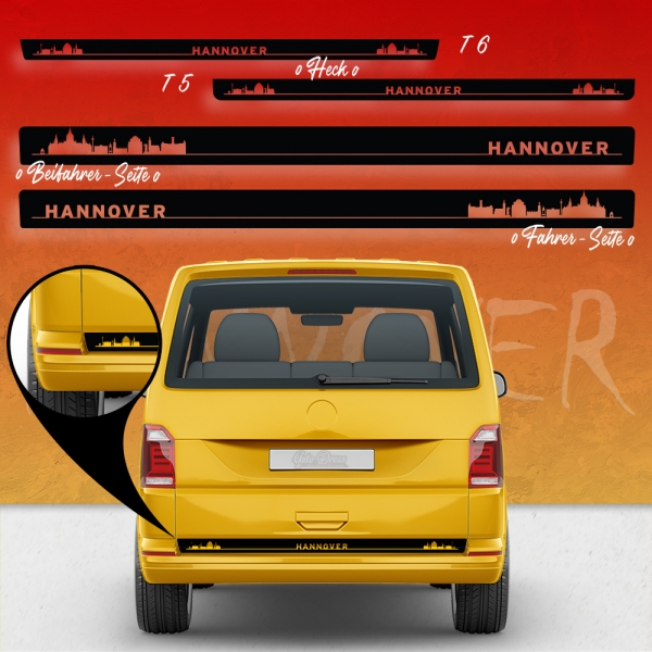 Hannover Skyline Seitenstreifen Set für VW T5 & T6 - Individuelles D