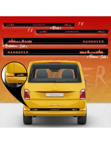 Sticker - Side StripeSet/Décor suitable for Volkswagen / VW T5 & T6 Skyline Stadt Hannover Standard in desired color