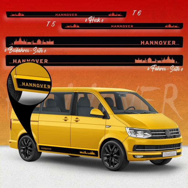 Hannover Skyline Seitenstreifen Set für VW T5 & T6 - Individuelles D