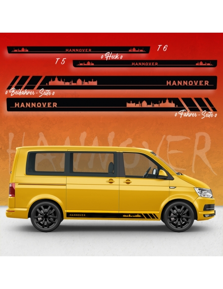 Sticker - Side StripeSet/Décor suitable for Volkswagen / VW T5 & T6 Skyline Stadt Hannover Racing in desired color
