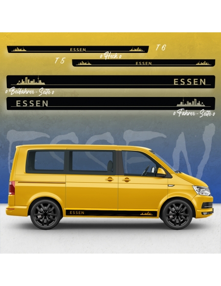 Skyline Stadt Essen Seitenstreifen Set für VW T5 & T6 - Original & W