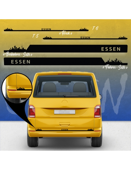 Sticker - Side StripeSet/Décor suitable for Volkswagen / VW T5 & T6 Skyline Stadt Essen Standard in desired color