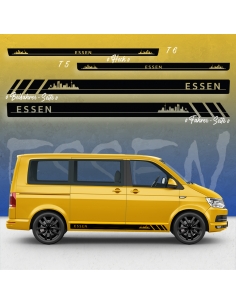 Skyline Stadt Essen Seitenstreifen Set für VW T5 & T6 - Racing Style