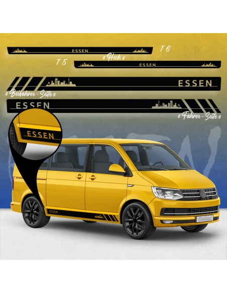 Sticker - Side StripeSet/Décor suitable for Volkswagen / VW T5 & T6 Skyline Stadt Essen Racing in desired color