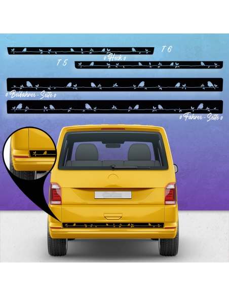 Sticker - Side StripeSet/Décor suitable for Volkswagen / VW T5 & T6 Vogel on a branch standard in desired color