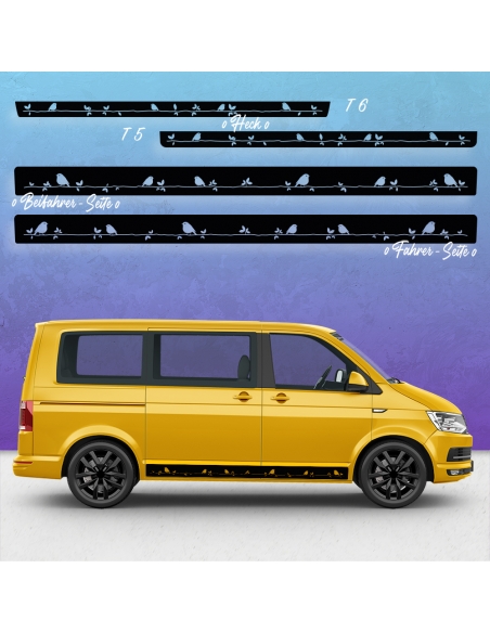 Sticker - Side StripeSet/Décor suitable for Volkswagen / VW T5 & T6 Vogel on a branch standard in desired color