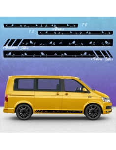 Sticker - Side StripeSet/Décor suitable for Volkswagen / VW T5 & T6 Vogel on a Branch Racing in desired color
