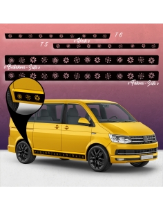Sticker - Side StripeSet/Décor suitable for Volkswagen / VW T5 & T6 Flowers Standard in desired color