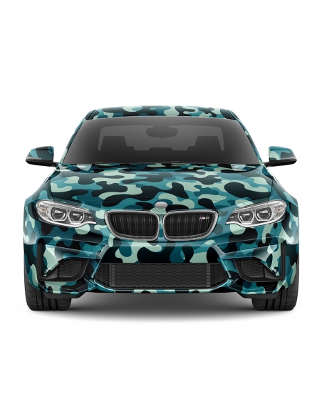 "Design Auto-Folie: Türkis Camouflage 3D Car-Wrapping - blasenfrei,