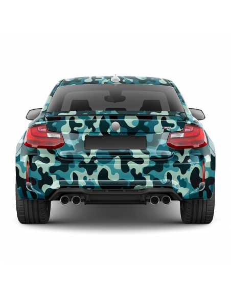 "Design Auto-Folie: Türkis Camouflage 3D Car-Wrapping - blasenfrei,