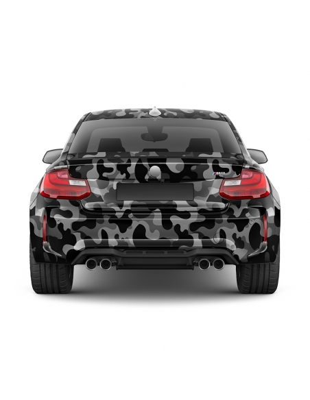 Design Auto-Folie: Schwarz/Grau Camouflage, 3D Car-Wrapping, blasenfr