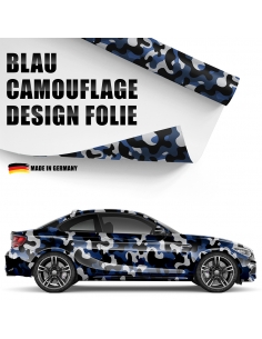 Blau Camouflage 3D Auto-Folie: Design, blasenfrei | 1500x150cm