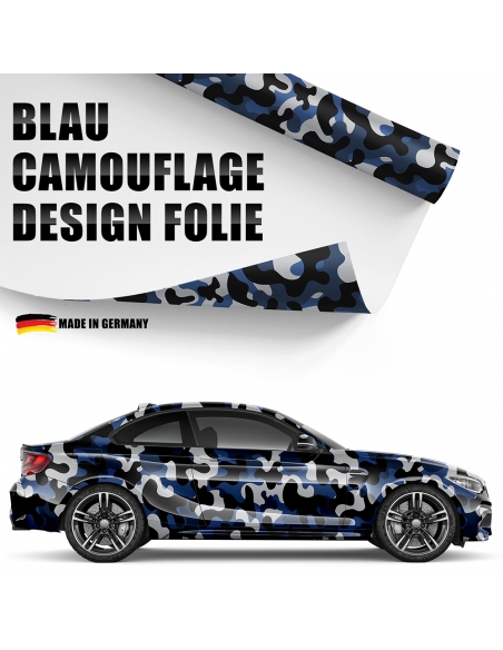 Blau Camouflage 3D Auto-Folie: Design, blasenfrei | 1500x150cm