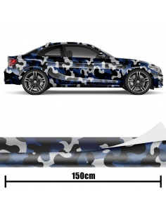 Blau Camouflage 3D Auto-Folie: Design, blasenfrei | 1500x150cm