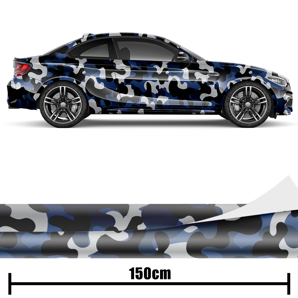 Blau Camouflage 3D Auto-Folie: Design, blasenfrei
