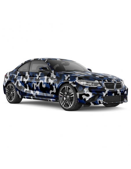 Blau Camouflage 3D Auto-Folie: Design, blasenfrei | 1500x150cm