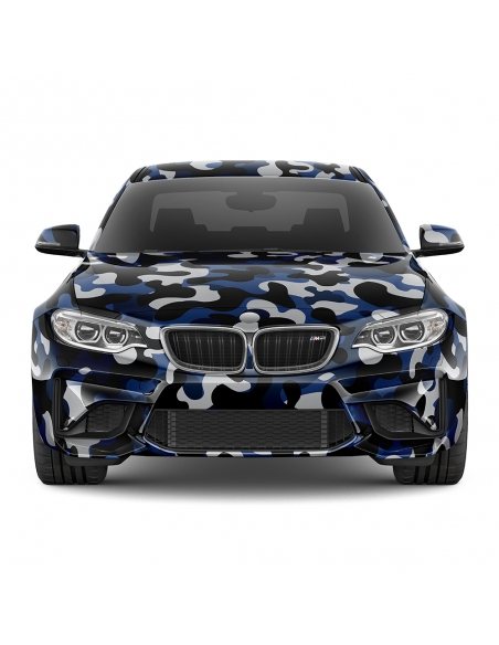 Blau Camouflage 3D Auto-Folie: Design, blasenfrei | 1500x150cm