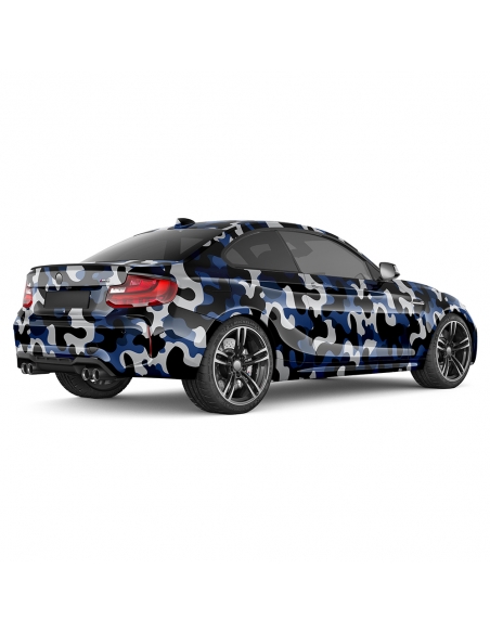 Blau Camouflage 3D Auto-Folie: Design, blasenfrei | 1500x150cm