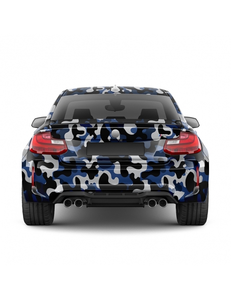 Blau Camouflage 3D Auto-Folie: Design, blasenfrei | 1500x150cm