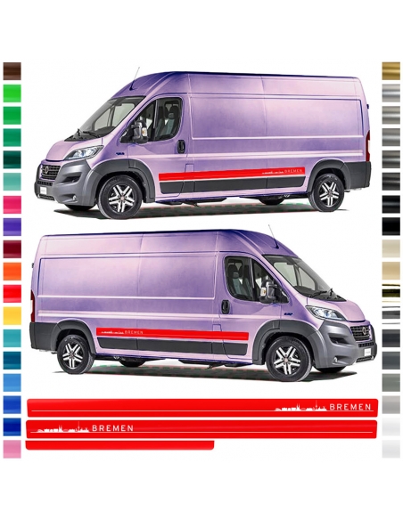 copy of Side stripe set/décor suitable for Fiat Ducato with desired color - Motif: Silhouette Bremen