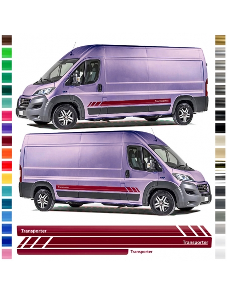 Side stripe set/décor suitable for Fiat Ducato - Van in desired color