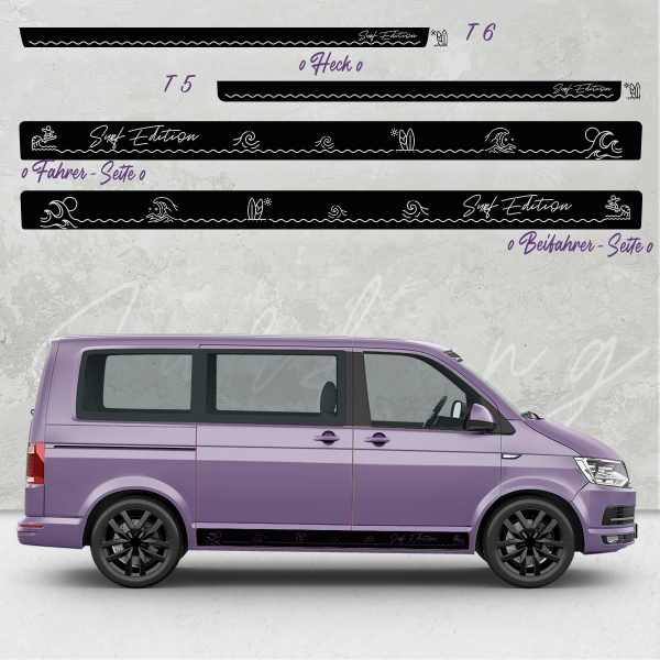 Surf Edition Aufkleber - Seiten-StreifenSet für VW T5 & T6 | Wunschf