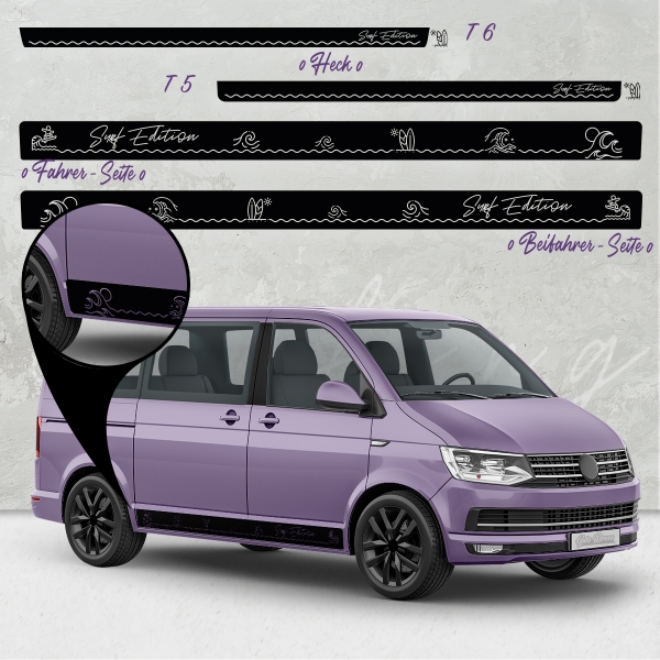 Surf Edition Aufkleber - Seiten-StreifenSet für VW T5 & T6 | Wunschf